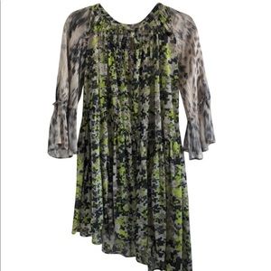 Alice SanDiego Asymmetrical Floral Silk Dress US/S